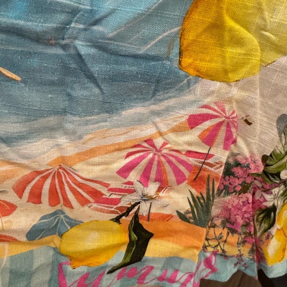 NWT Paper Heart seaside beach scene Lemoncello linen blend Maxi Dress - S - Picture 10 of 15